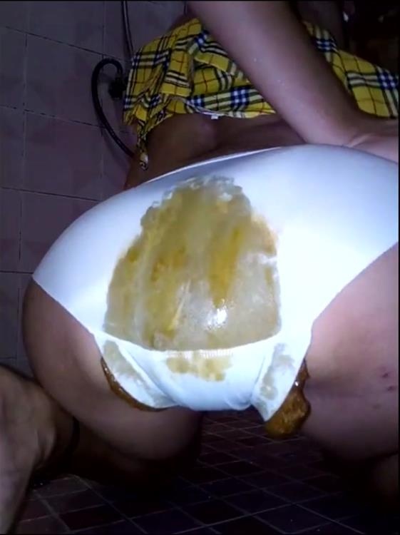 Amateurs - Filthy Schoolgirl Poop in Her White Panty and Make Big Mess with Poo Smearing - SD - Scatshop (2021)