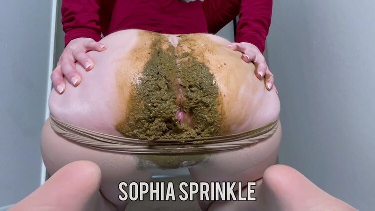 Sophia Sprinkle - Pantyhose Poop and Smear in Red Dress - FullHD (2023)